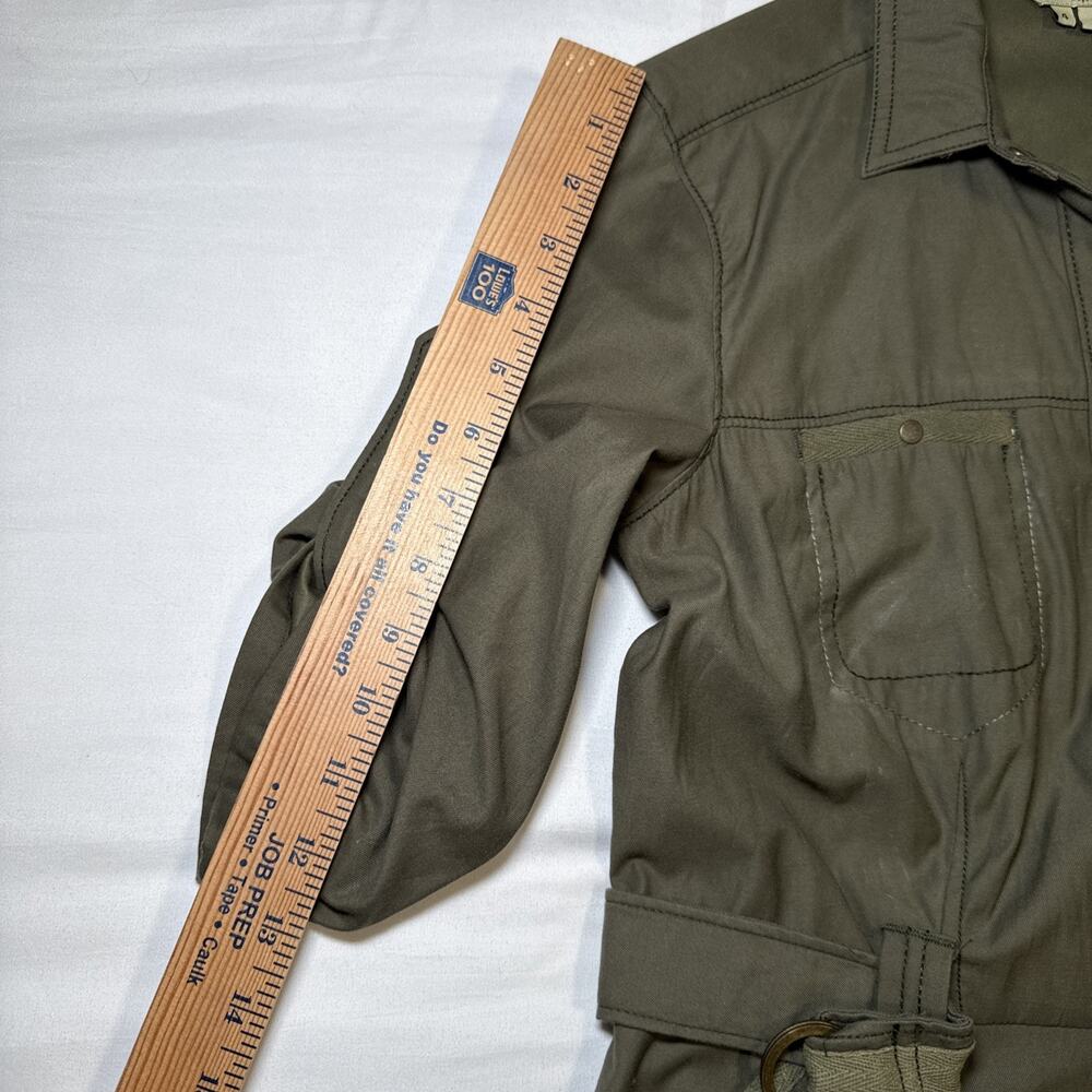 Royal Robbins Snap Front Shirt Dress Belted Olive Green 3/4 Sleeve Womens 4 EUC - Picture 8 of 13